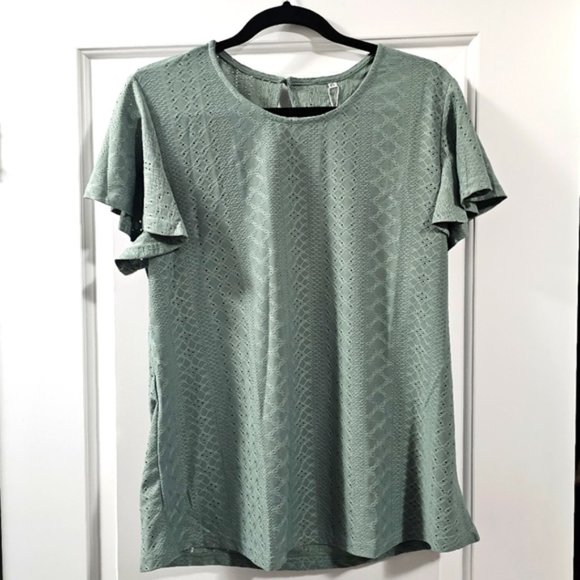 Green flutter sleeve blouse xl - Picture 1 of 6